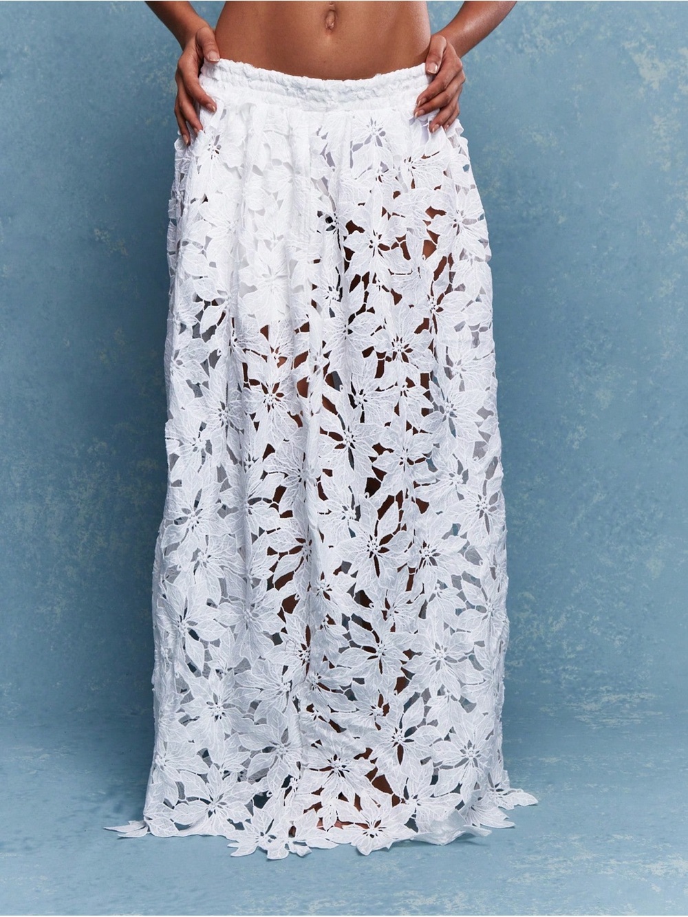 Misguided NWT White Floral Lace Maxi Skirt